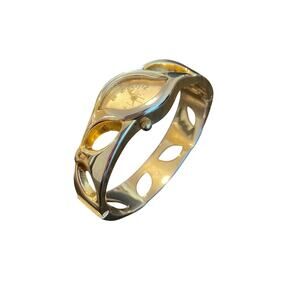 Vivani K1110 Gold Tone Quartz Bangle Watch Leaf Motif Style Stainless Steel Case